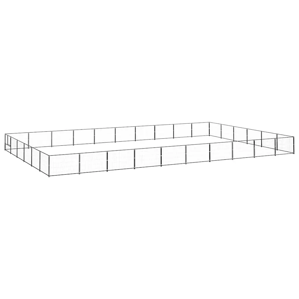 Dog Kennel Outdoor Black Steel Wire Mesh 60 m² Pet Enclosure Cage Run Play Area