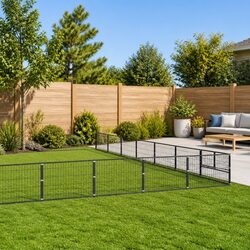 Dog Kennel Outdoor Pet Enclosure Large Play Run Steel Wire Mesh Silver