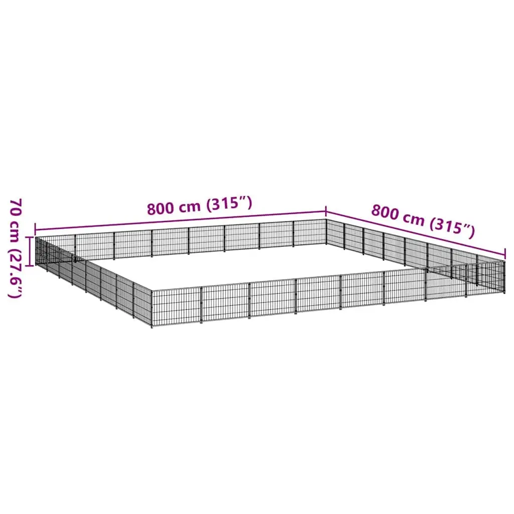 Outdoor Dog Kennel Black Wire Mesh Steel Enclosure Large Pet Play Area