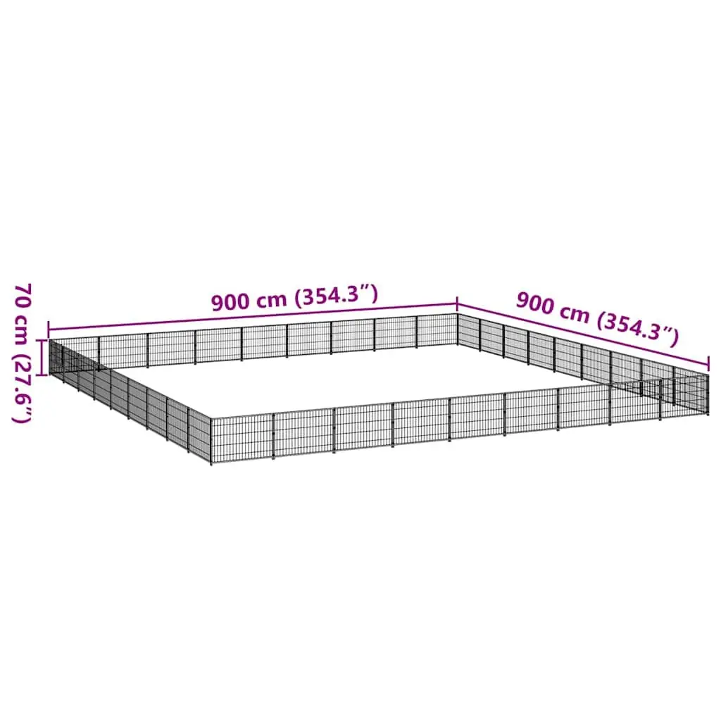 Dog Kennel Outdoor Black Steel Wire Mesh Pet Enclosure Run Play Area Exercise