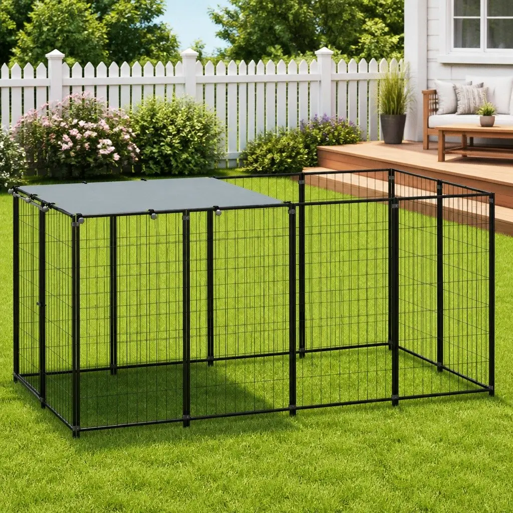 Dog Kennel Outdoor Steel Cage Enclosure Play Pen 2.42m²