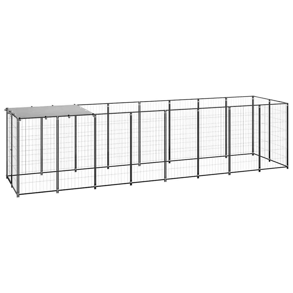 Dog Kennel Outdoor Steel Wire Mesh Enclosure Black Large