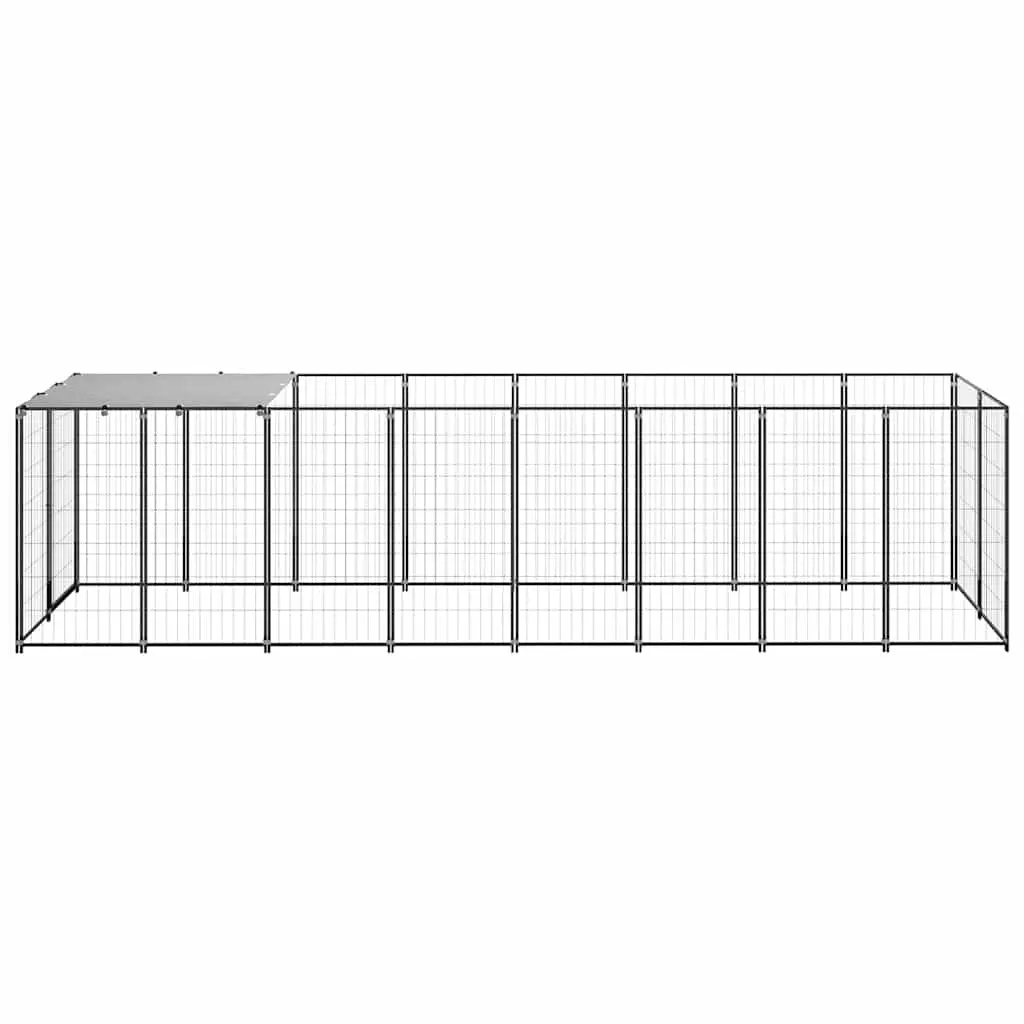 Dog Kennel Outdoor Steel Wire Mesh Enclosure Black Large