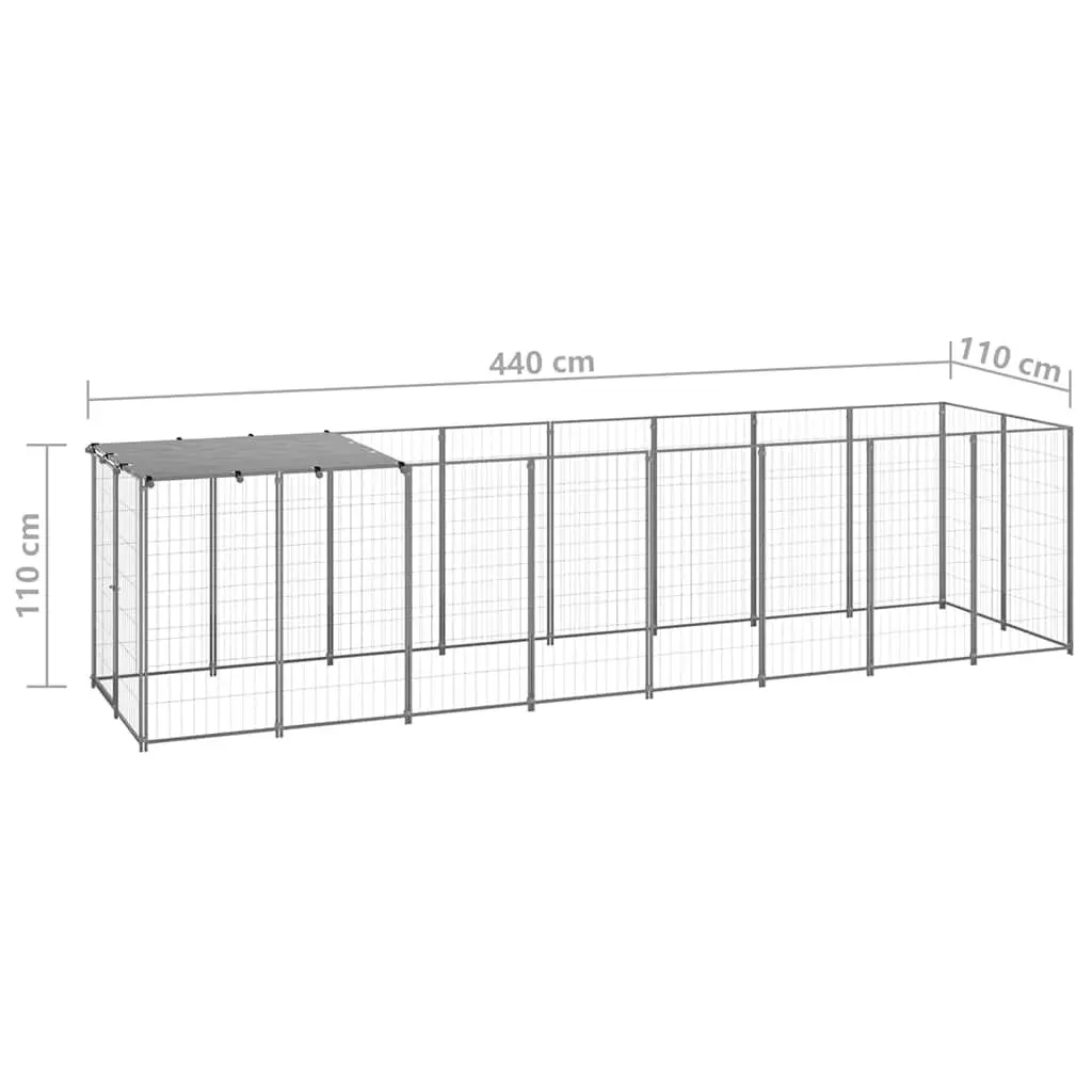 Outdoor Steel Dog Kennel Spacious Pet Enclosure Silver 4.84m²