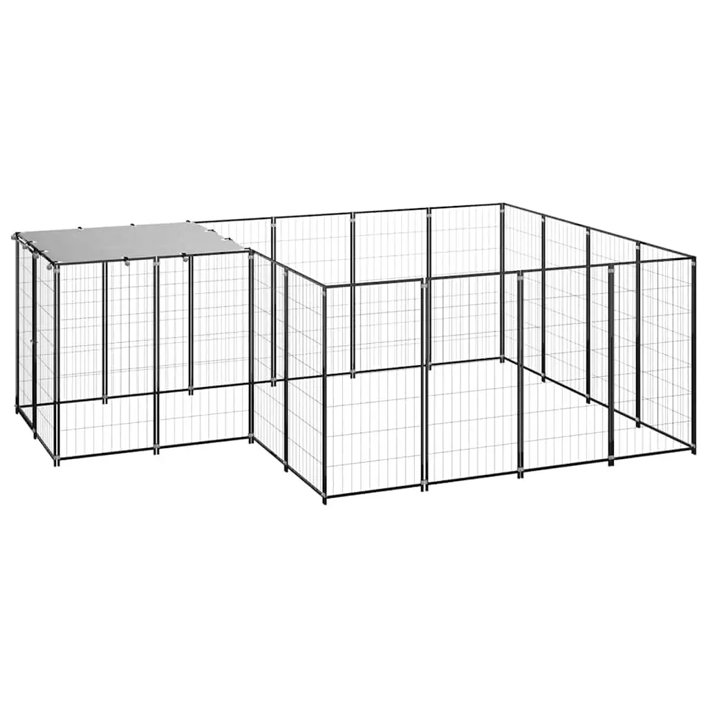 Dog Kennel Large Outdoor Steel Wire Mesh Exercise Run Cage Black