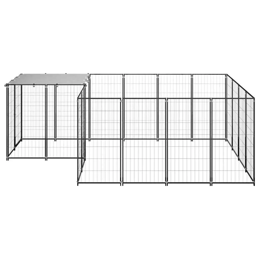 Dog Kennel Large Outdoor Steel Wire Mesh Exercise Run Cage Black