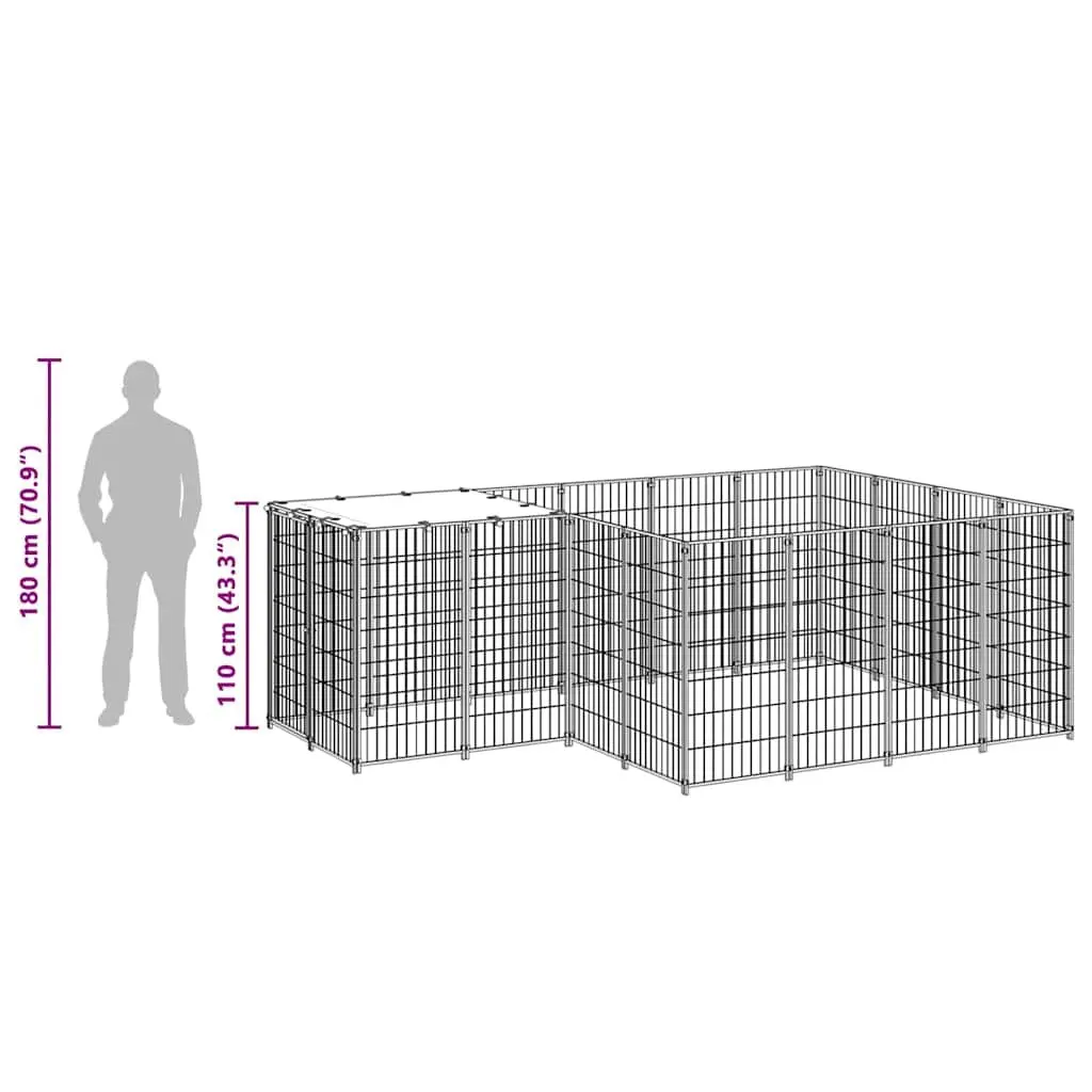 Dog Kennel Large Outdoor Steel Wire Mesh Exercise Run Cage Black