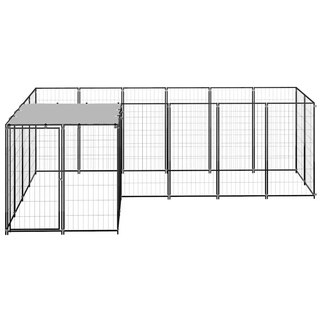 Dog Kennel Black Outdoor Steel Pet Enclosure Cage Run Large Exercise Space