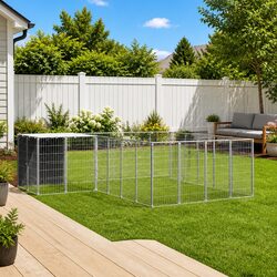 Dog Kennel Outdoor Run Enclosure Steel Wire Mesh Cage Large Exercise Play Pen