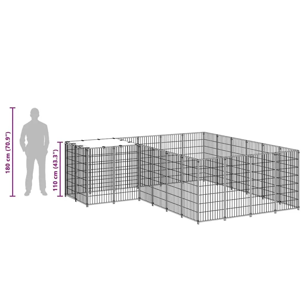 Dog Kennel Outdoor Run Enclosure Steel Wire Mesh Cage Large