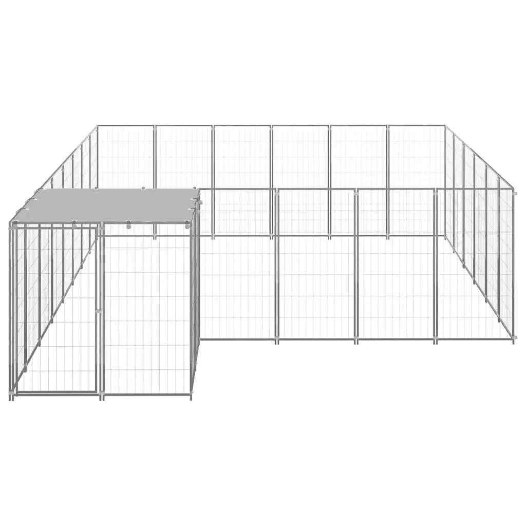 Dog Kennel Steel Wire Mesh Outdoor Run Enclosure Large Pet Cage Silver