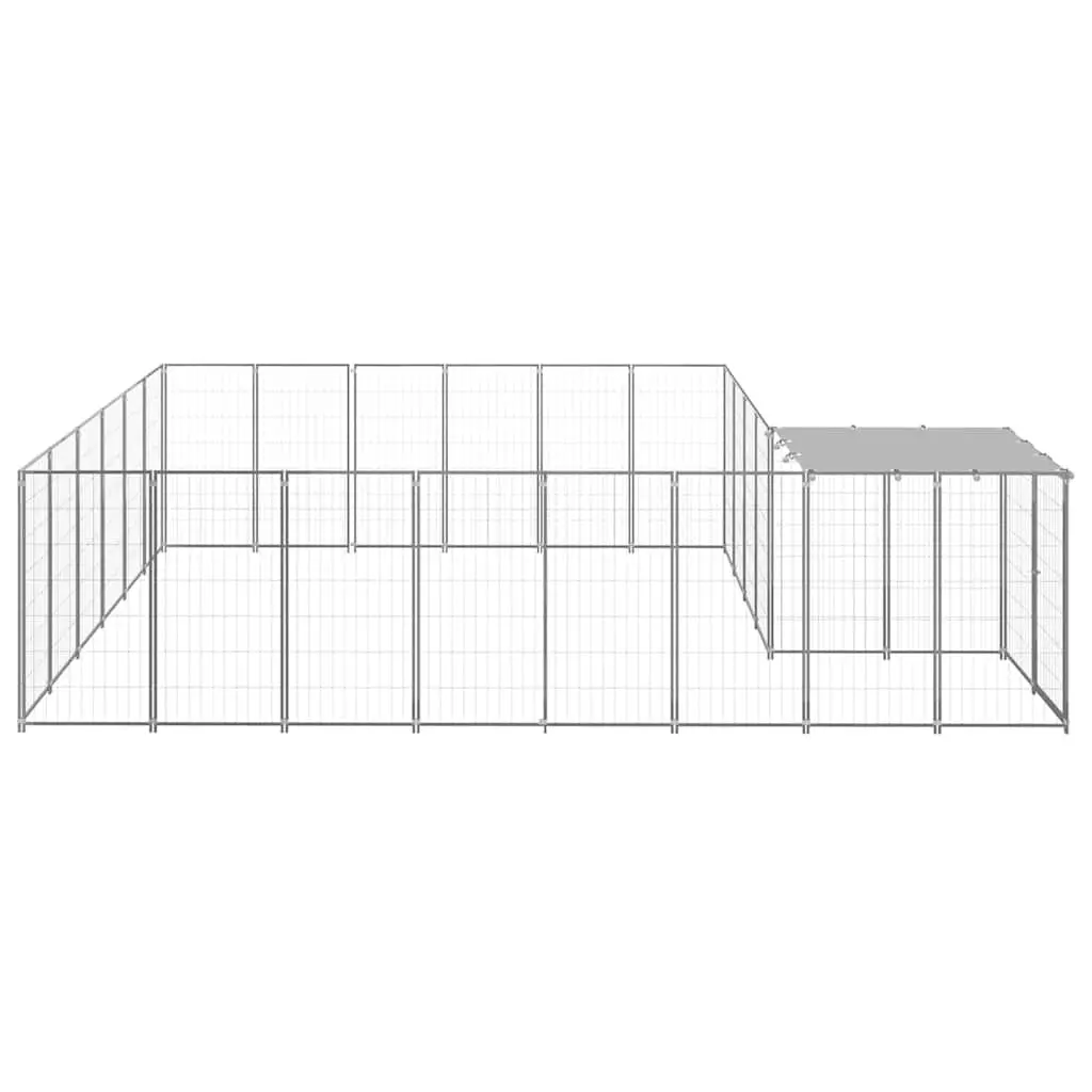 Dog Kennel Steel Wire Mesh Outdoor Run Enclosure Large Pet Cage Silver