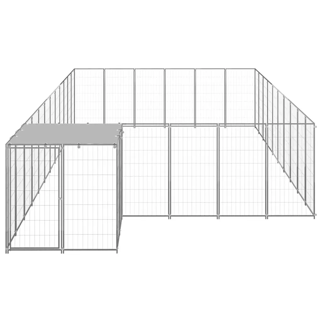 Dog Kennel Steel Outdoor Run Cage Enclosure 19.36 m² Silver