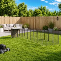 Dog Kennel Black Outdoor Steel Wire Mesh Enclosure Large Pet Cage Run Exercise