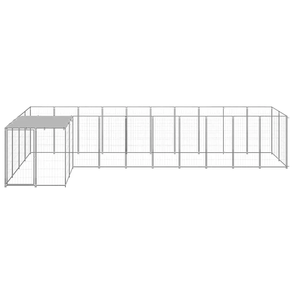 Dog Kennel Outdoor Steel Wire Mesh Pet Run Enclosure Large Exercise Space Silver