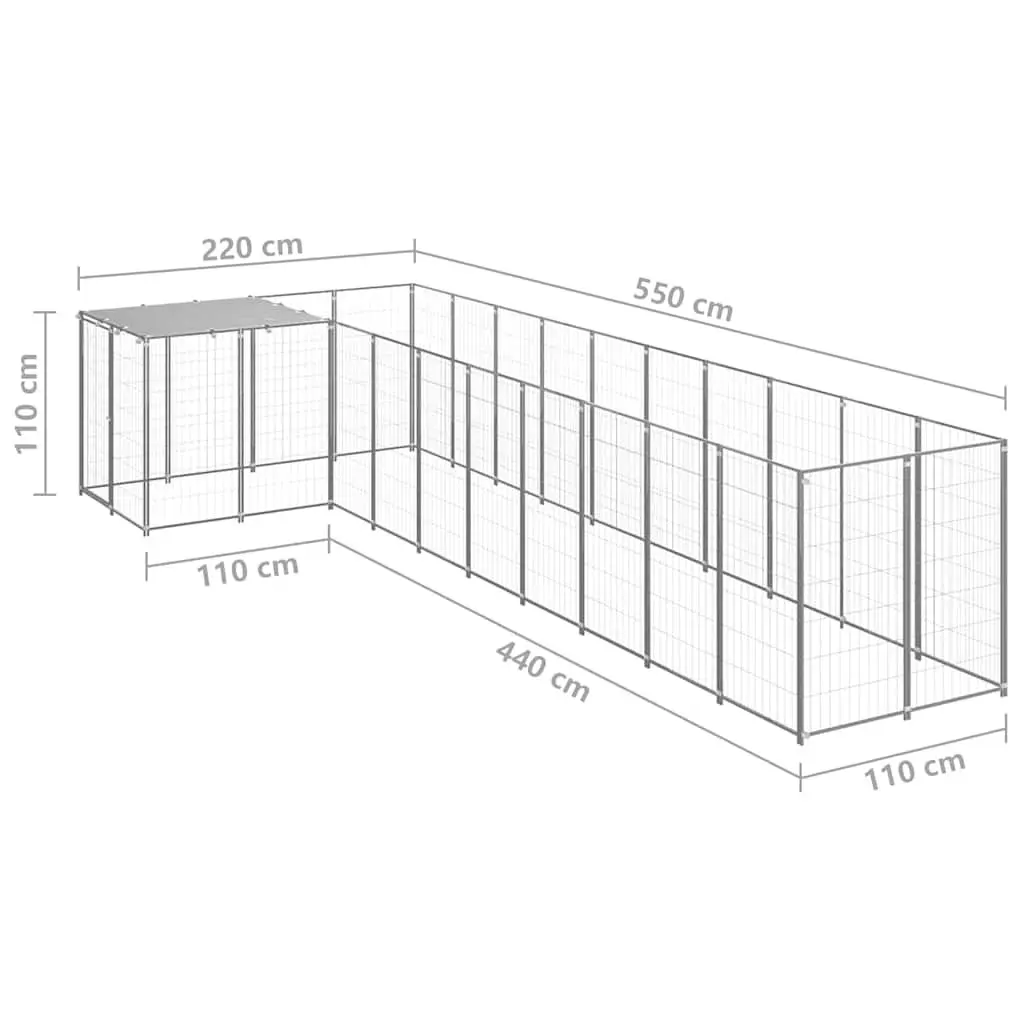 Dog Kennel Outdoor Steel Wire Mesh Pet Run Enclosure Large Exercise Space Silver