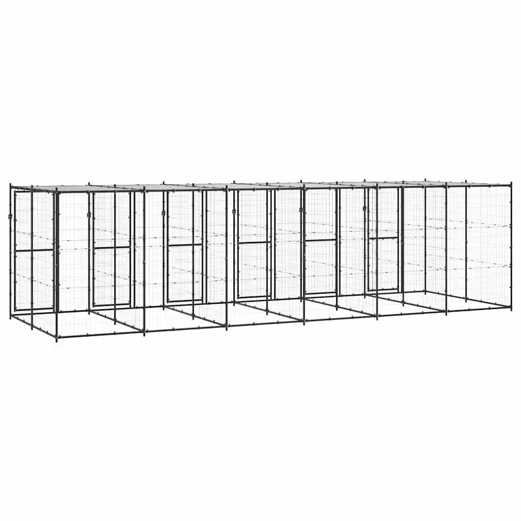 Outdoor Dog Kennel Steel Frame Roof Mesh Run Enclosure Exercise Playpen Secure
