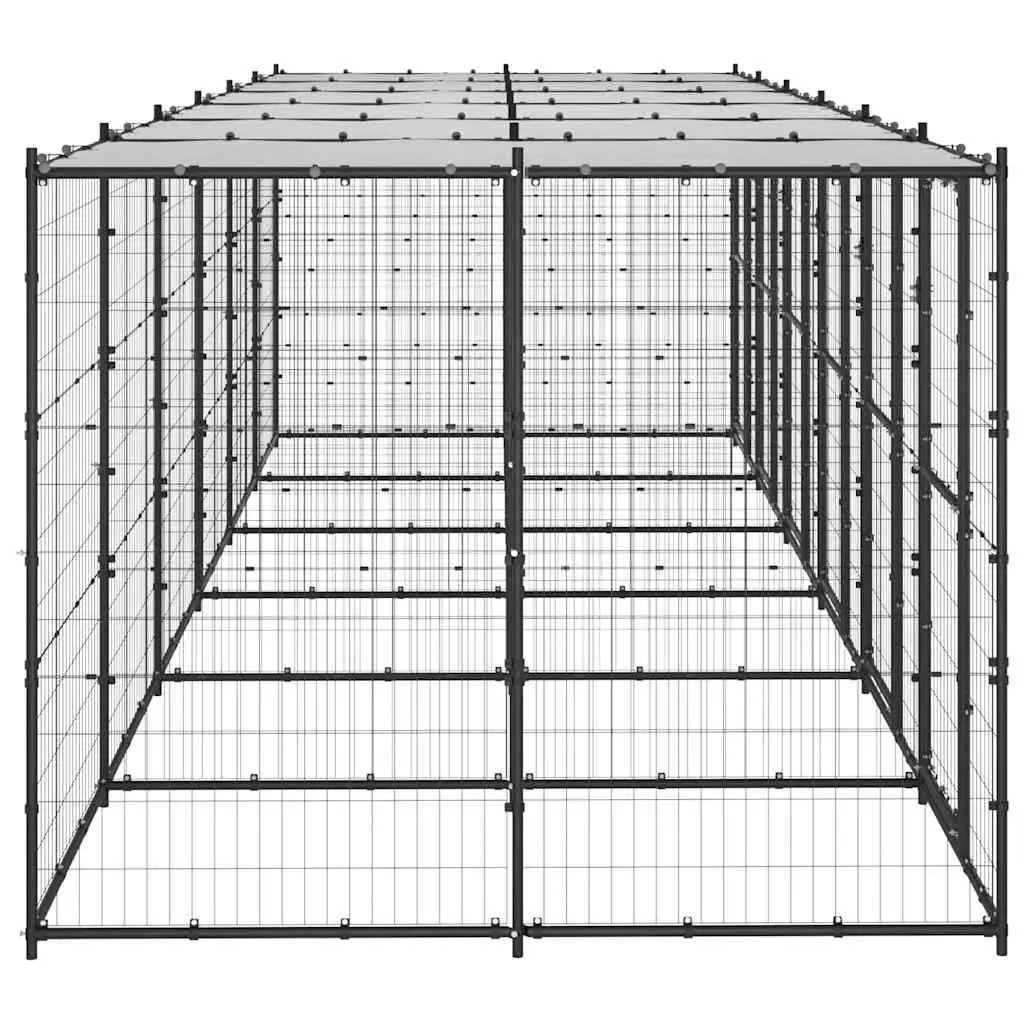 Outdoor Dog Kennel Steel Frame Roof Mesh Run Enclosure Exercise Playpen Secure