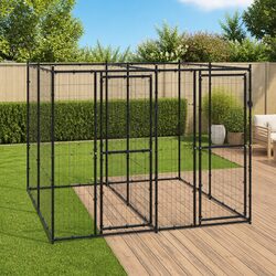 Dog Kennel Outdoor Steel Mesh Exercise Pen Enclosure Training Play Area Black