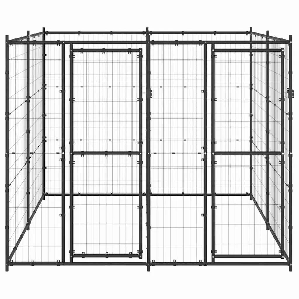 Dog Kennel Outdoor Steel Mesh Exercise Pen Enclosure Black