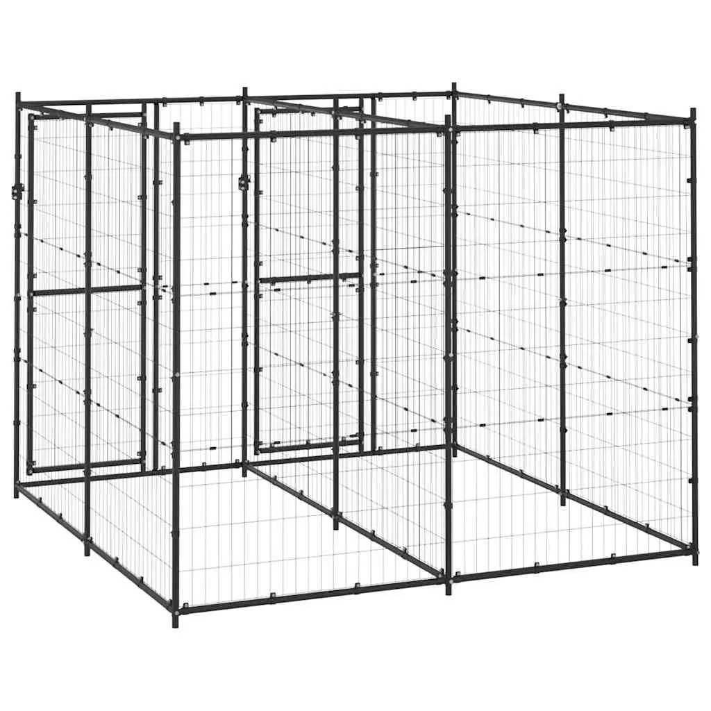 Dog Kennel Outdoor Steel Mesh Exercise Pen Enclosure Black