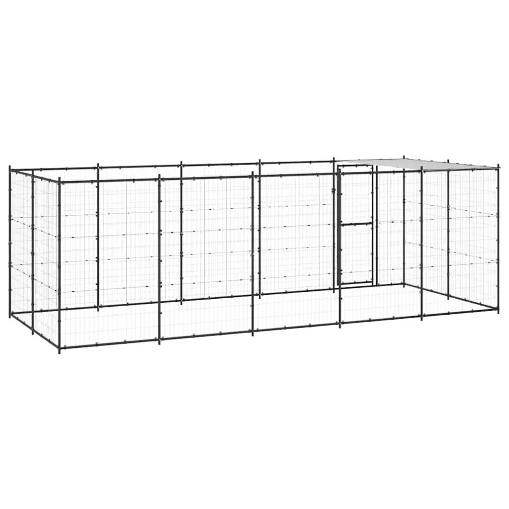 Dog Kennel Outdoor Steel Cage Run Exercise Enclosure with Roof Canopy 12.1m²