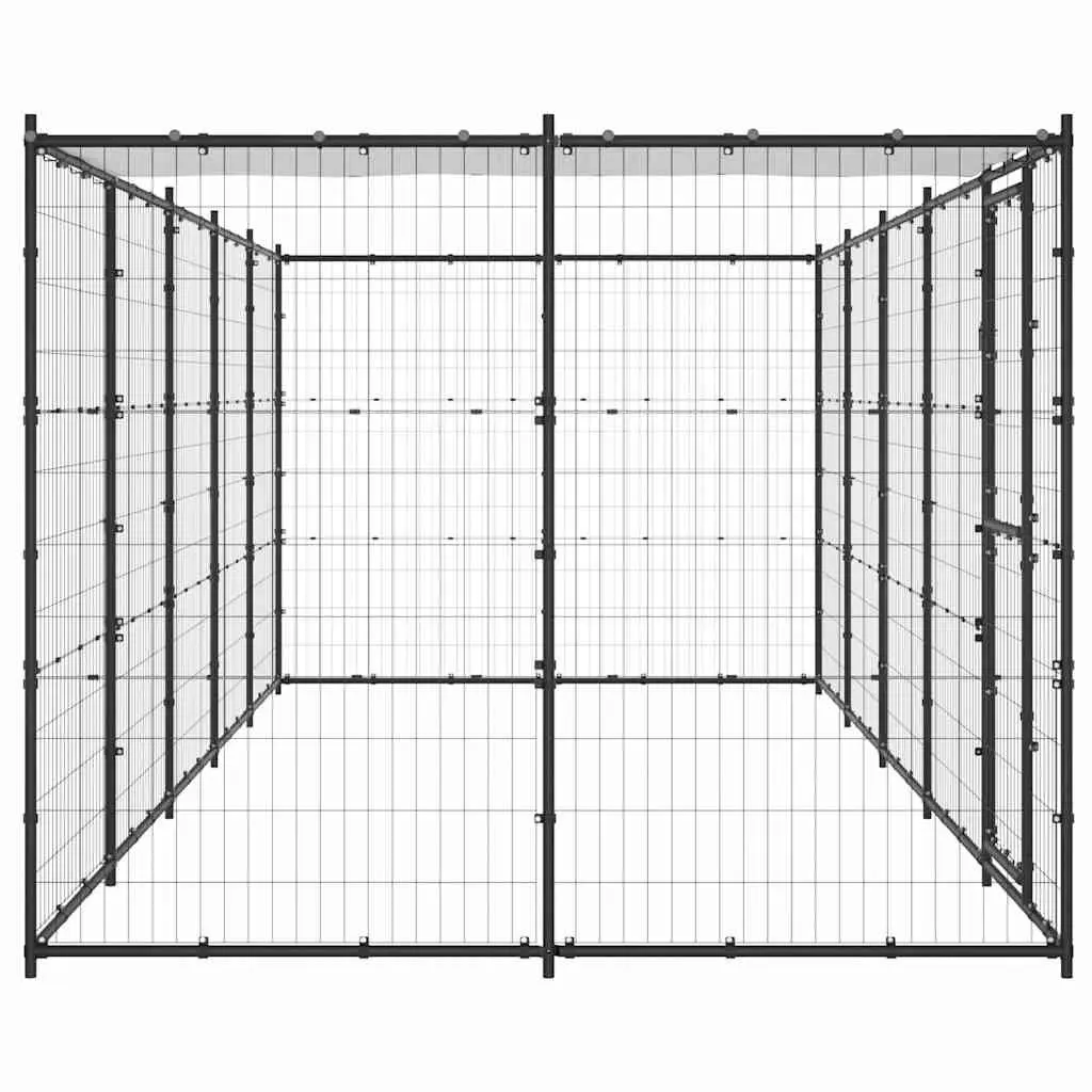 Dog Kennel Outdoor Steel Cage Run Exercise Enclosure with Roof Canopy 12.1m²