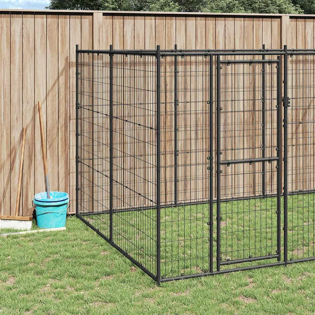 Dog Kennel Steel Outdoor Run Enclosure Mesh Ventilation 7.26 m²