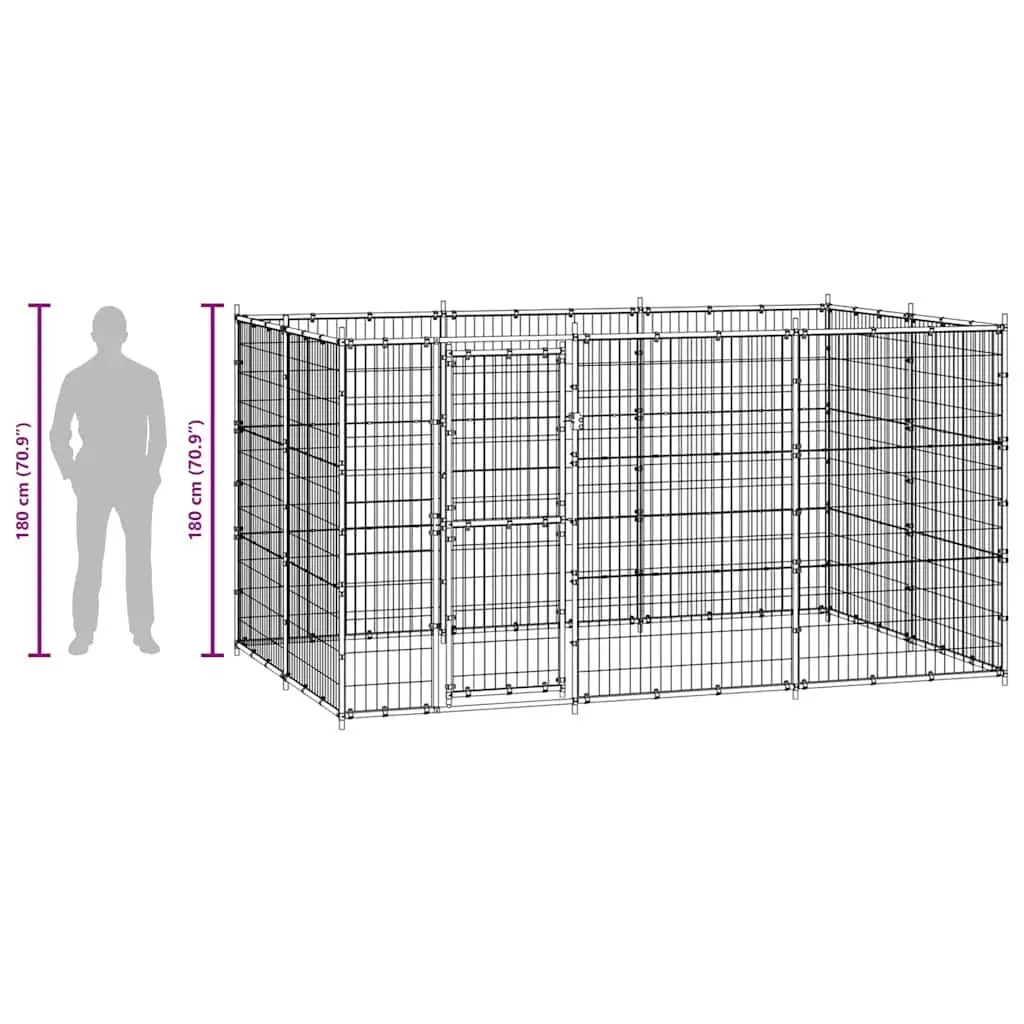 Dog Kennel Steel Outdoor Run Enclosure Mesh Ventilation 7.26 m²