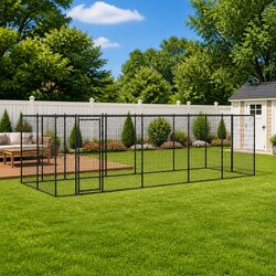 Dog Kennel Steel Outdoor Run Exercise Enclosure Large Play Area Mesh Ventilation