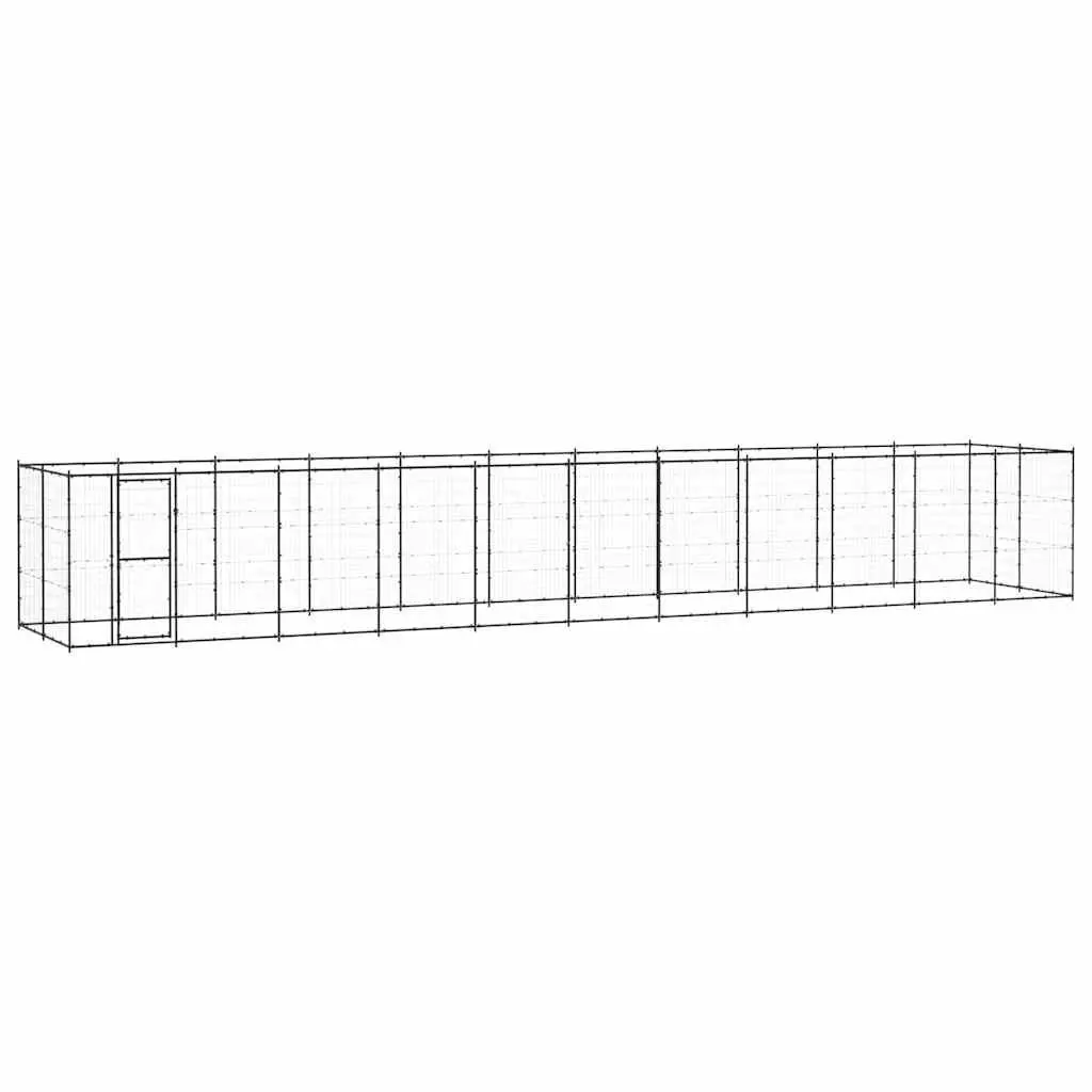 Dog Kennel Outdoor Steel Enclosure Black Mesh 26.62 m²