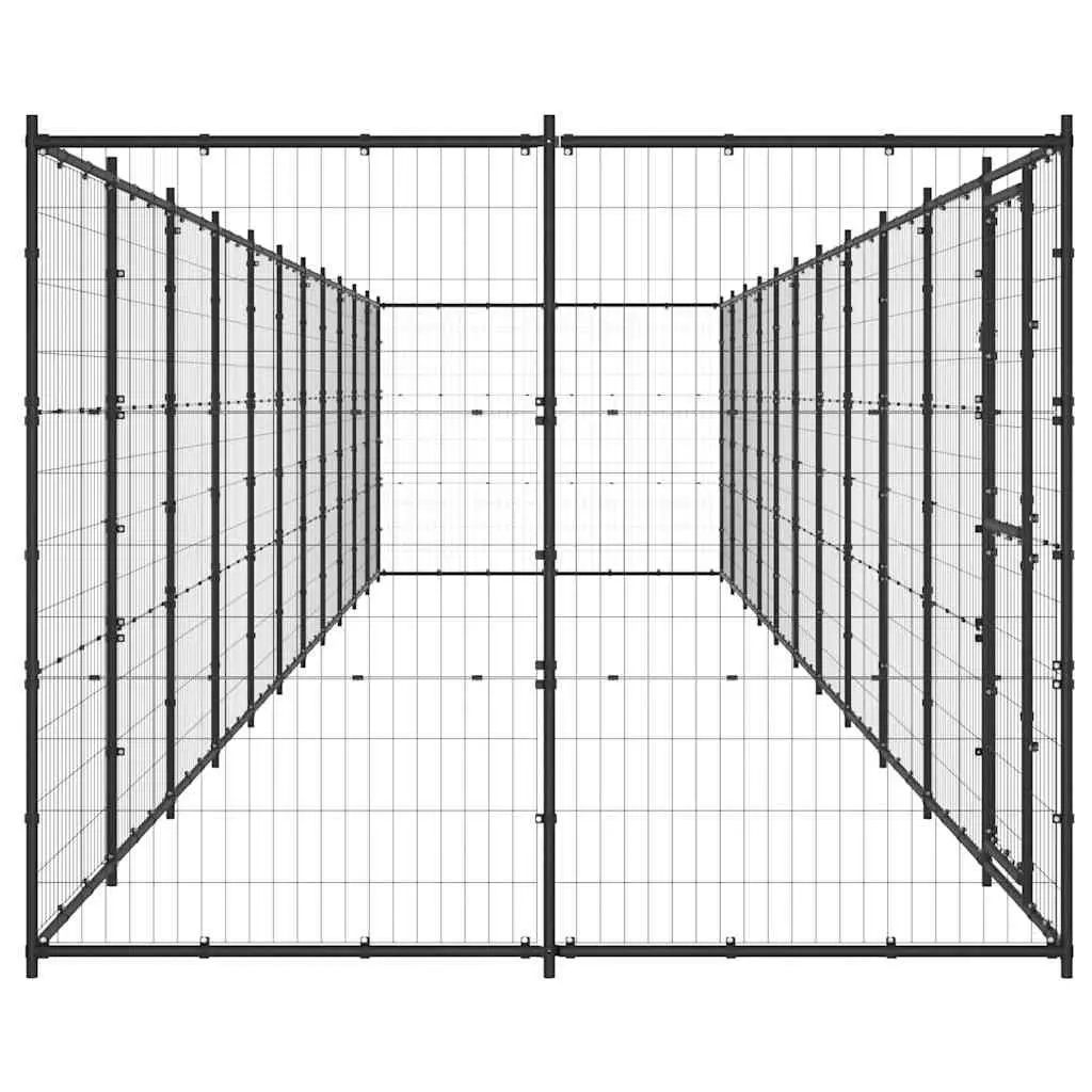 Dog Kennel Outdoor Steel Enclosure Black Mesh 26.62 m²