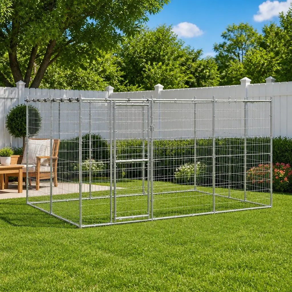 Dog Kennel Galvanised Steel Mesh Roof Canopy Large