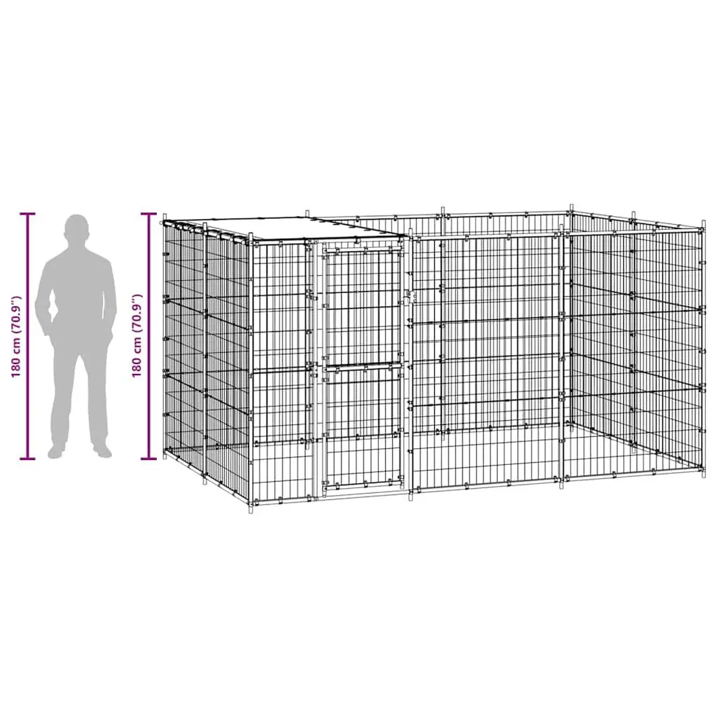 Dog Kennel Galvanised Steel Mesh Roof Canopy Large