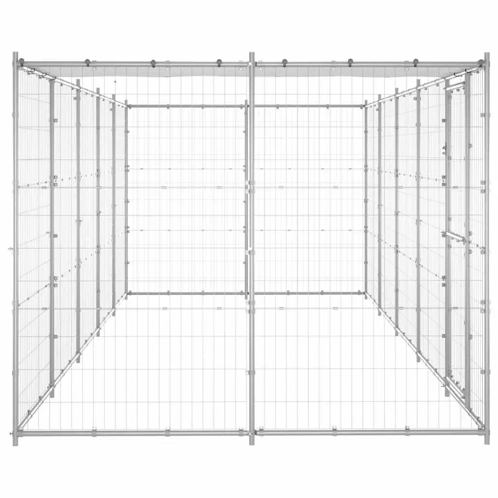 Dog Kennel Outdoor Galvanised Steel Mesh Run Exercise Pen Water Resistant 12.1 m²