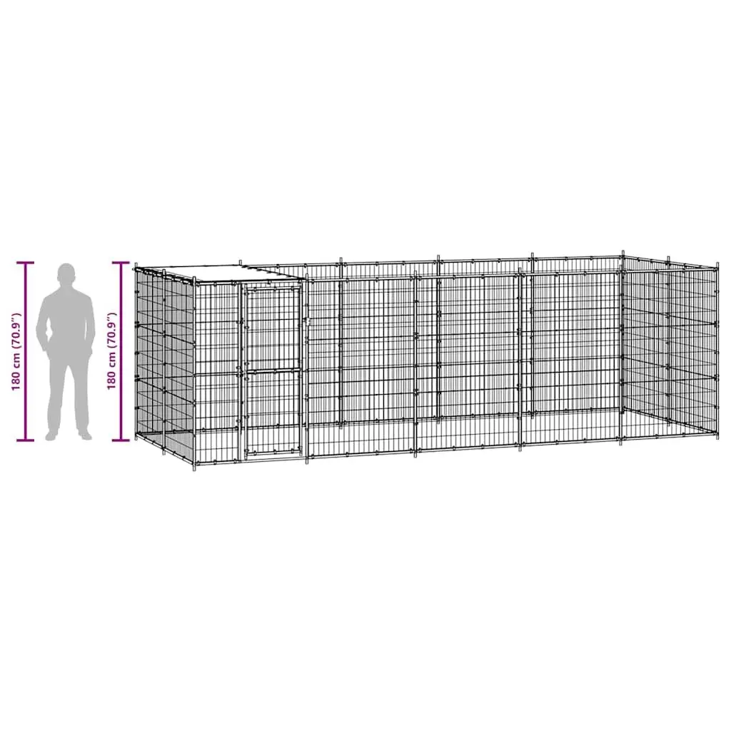 Dog Kennel Outdoor Galvanised Steel Mesh Run Exercise Pen Water Resistant 12.1 m²
