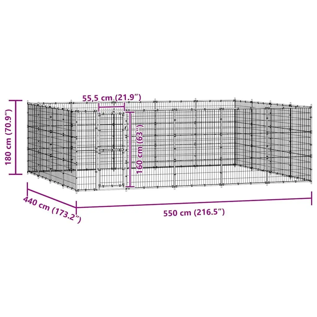 Dog Kennel Outdoor Steel Exercise Play Pen 24.2m²
