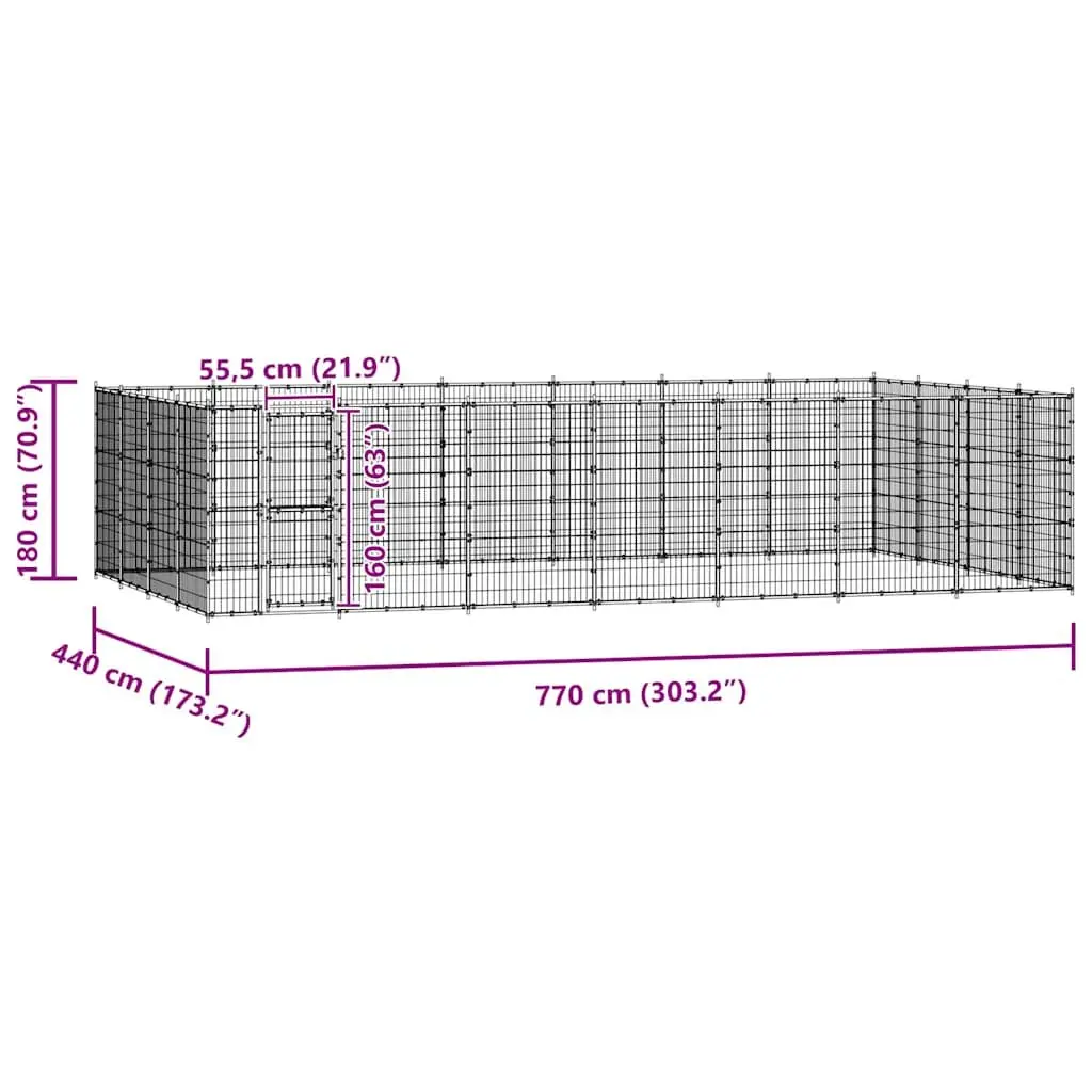 Dog Kennel Outdoor Steel Exercise Run Enclosure Mesh Ventilation Lockable Door
