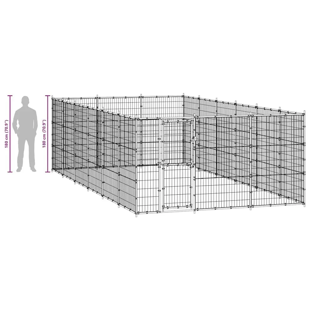Dog Kennel Outdoor Run Steel Mesh 21.78 m²
