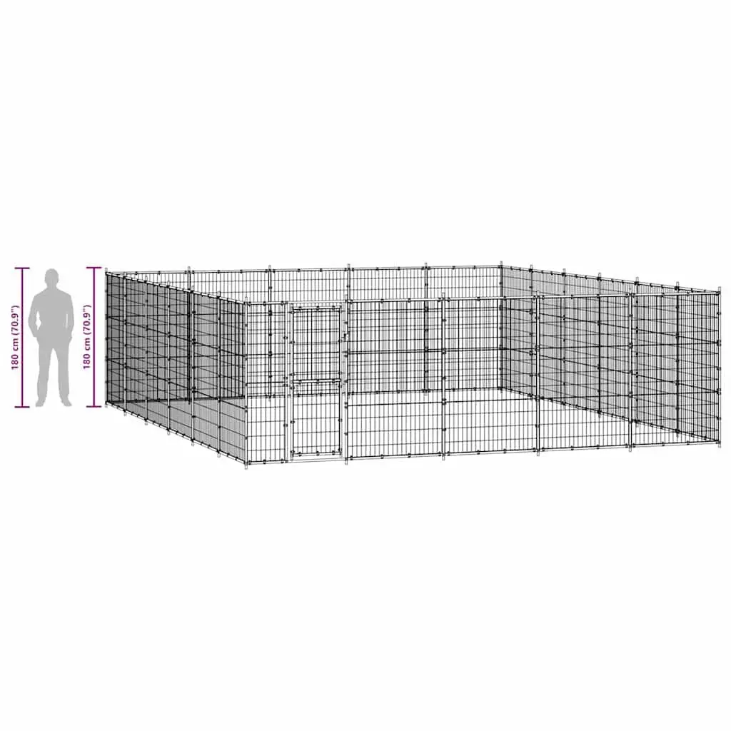 Dog Kennel Outdoor Exercise Run Enclosure Steel Mesh Ventilation Secure
