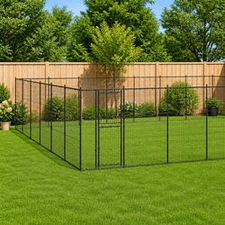 Dog Kennel Outdoor Run Enclosure Exercise Pen Steel Mesh Large Play Area Safety