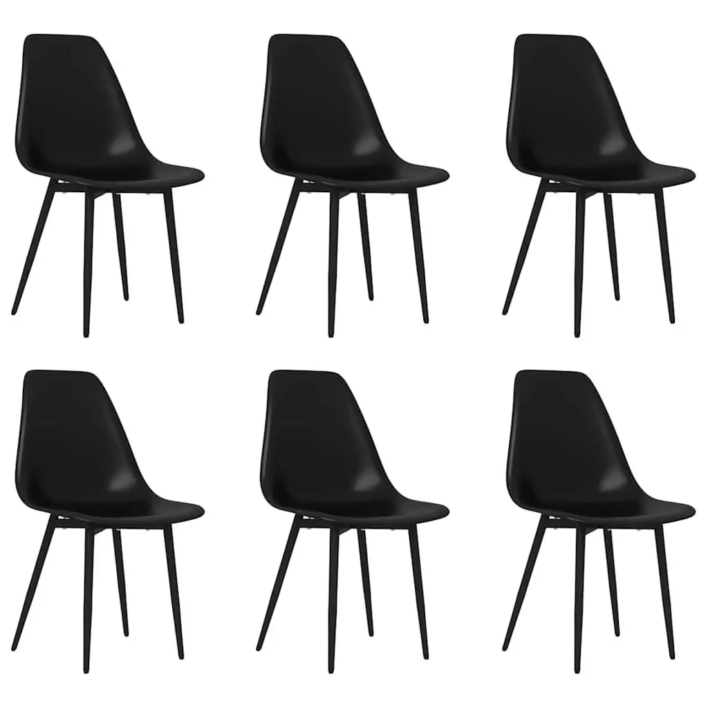 Set of 6 Contemporary Black Dining Chairs with Ergonomic Curved Backrest for Kitchen or Dining Room