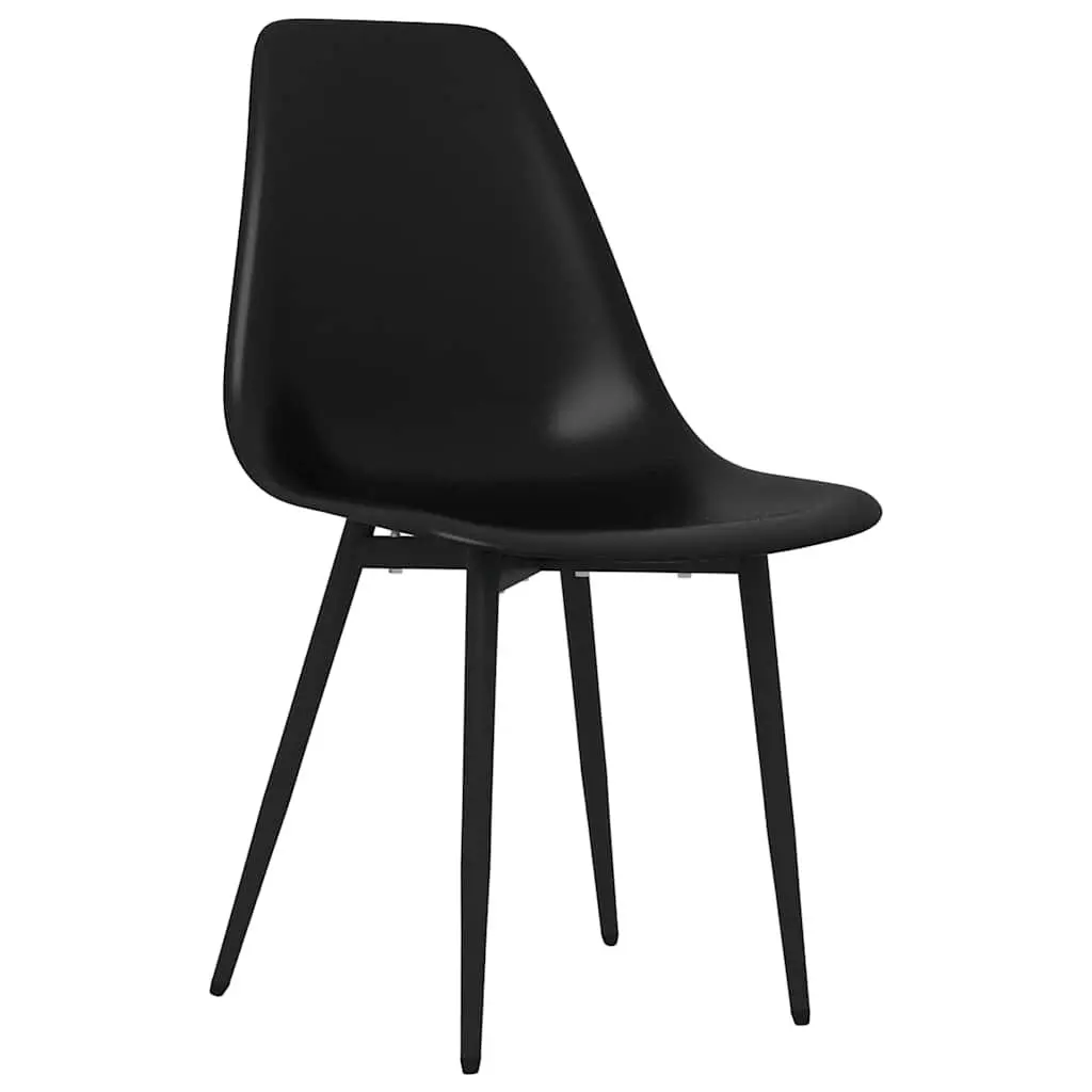 Set of 6 Contemporary Black Dining Chairs with Ergonomic Curved Backrest for Kitchen or Dining Room