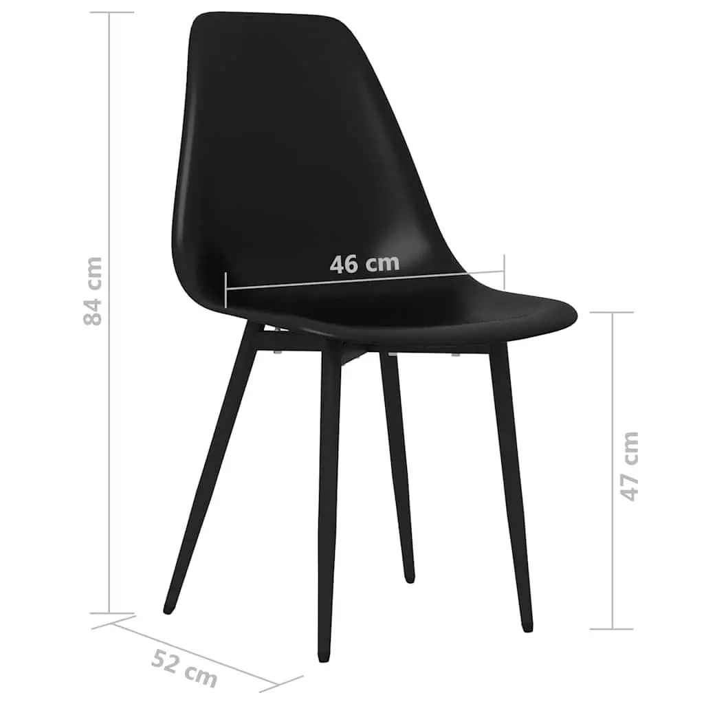 Set of 6 Contemporary Black Dining Chairs with Ergonomic Curved Backrest for Kitchen or Dining Room
