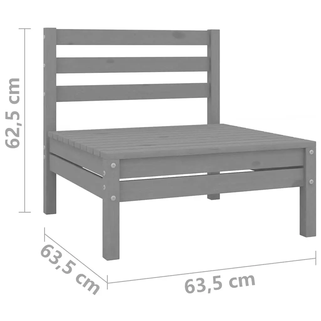 3 Piece Modular Garden Lounge Set Grey Solid Pinewood Outdoor Furniture