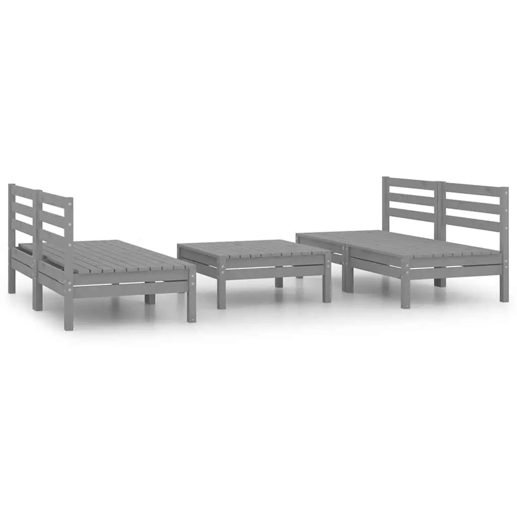 Garden Lounge Set Solid Pinewood 5 Piece Grey Outdoor Furniture