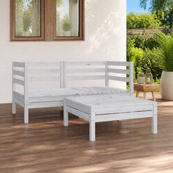 Garden Lounge Set 3 Piece White Outdoor Furniture Patio Relax Chat Family