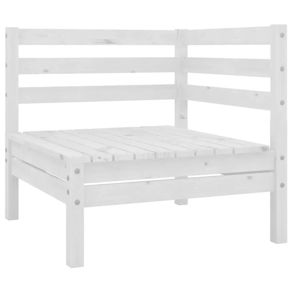 Garden Lounge Set Modular Solid Pinewood 4 Piece White Outdoor Furniture