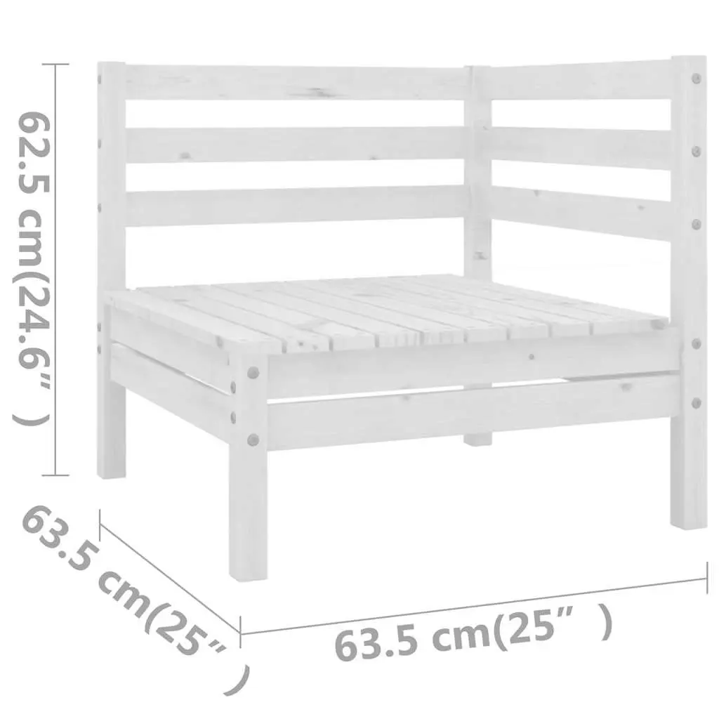5 Piece Garden Lounge Set Solid Wood White Patio Outdoor Furniture Sofa