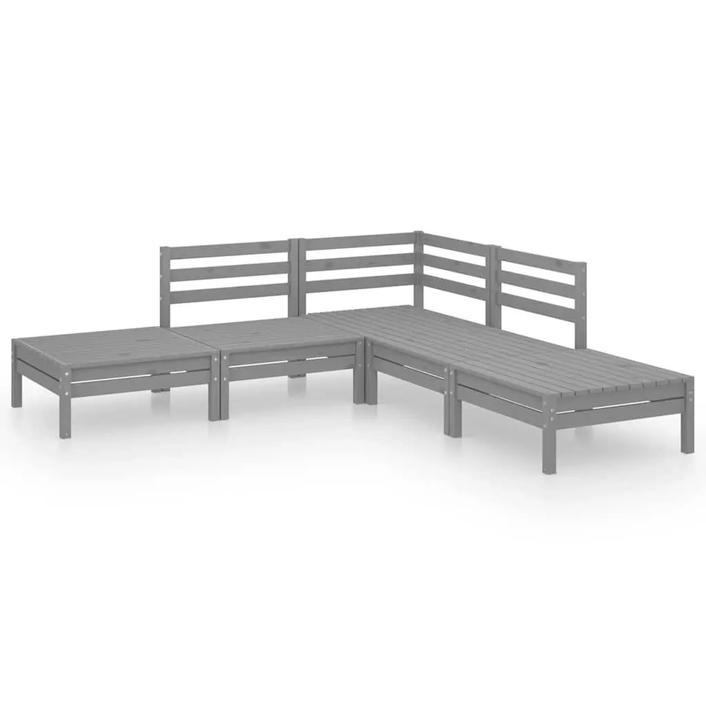 5 Piece Garden Lounge Set Solid Pinewood Outdoor Patio Furniture Grey Modular
